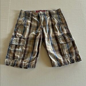 Levi's Brown and Blue Plaid‎ Cargo Shorts